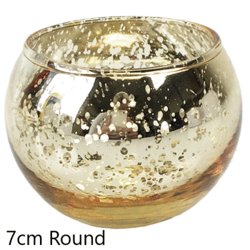 7cm Small Gold Mercury Vapour Round Candle Votive Vase Holder