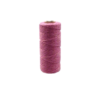 thumb_12ply Bakers Twine 100yd - Pink with Gold Metalic Thread