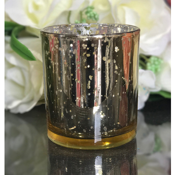 8x7cm Medium Sized Gold Mercury Glass  Candle Holder