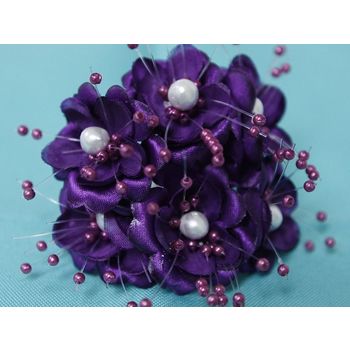 Faux Pearl Flower - Purple - 72/pk