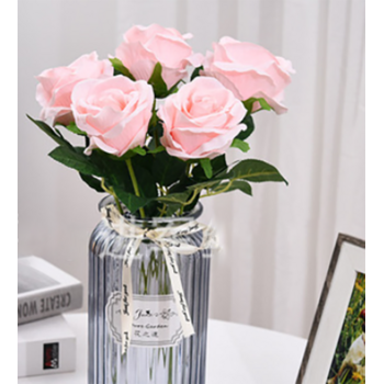 38cm - Single Stem Open Rose - Pink