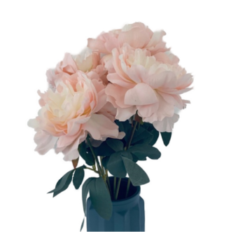 56cm - 7 Head Peony Rose Soft Pink/Cream