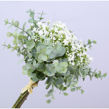32cm White Native Eucalyptus and Blossom Filler Flower Bouquet