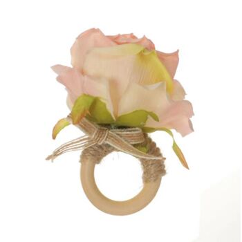 4pcs Stunning Large Rose Napkin Rings - Pink