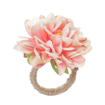 4pcs Dahlia Flower Napkin Rings - Pink/Champ