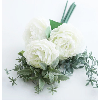 3 Head Peony Bouquet Arrangement - White
