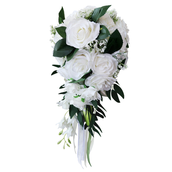 Bridal Teardrop Bouquet - White Roses