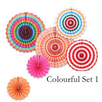6pc set Fan Lanterns - Mixed Colour Set 1