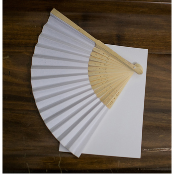 Bamboo and Paper Wedding Fan - White