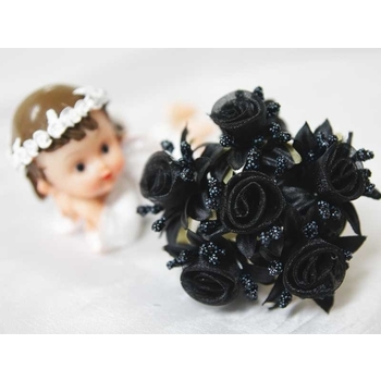 72 Shimmering Organza Rose Craft Flowers - black