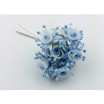 72 Shimmering Organza Rose Craft Flowers - blue