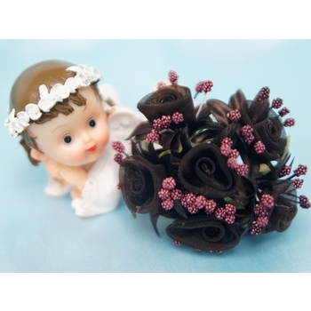 72 Shimmering Organza Rose Craft Flowers - chocolate