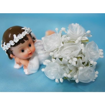 72 Shimmering Organza Rose Craft Flowers - White