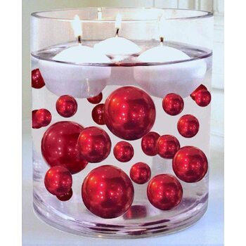 Deep Red Floating Pearls - Centerpiece Vase Filler