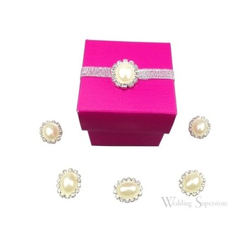 10pk Oval Pearl and Rhinestone Cluster 18mm