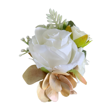 Buttonhole Roses & Hydrangea - White