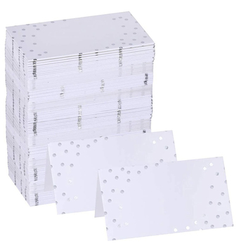 100pk White with Silver Dot Place Cards