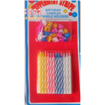 24pk Small Mixed Colour Birthday Cake Candles with cups