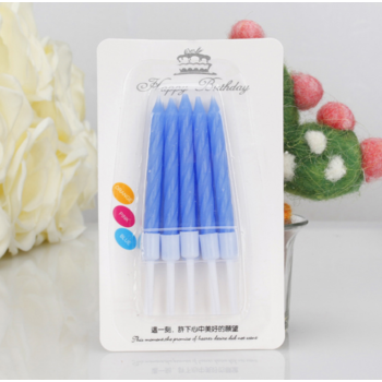 10pk Blue Birthday Cake Candles with cups