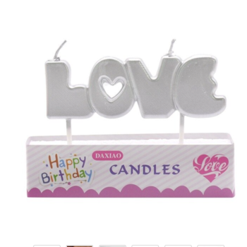 1 x  Silver Love Candle for Cake