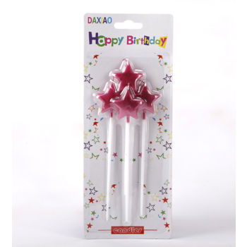 4pk Fushia Star Birthday Cake Candles