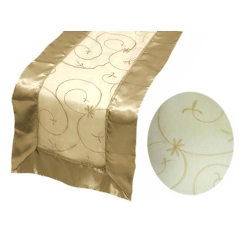 Table Runner (Embroidered Organza) - Champagne
