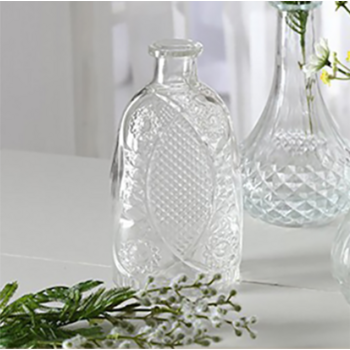 Clear Glass Decorative Bottle Style Vase - 22cm