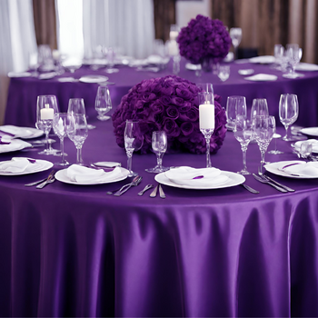 120inch (305cm) Round Satin Tablecloth - Purple