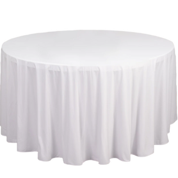 335cm Polyester  Round Tablecloth - White