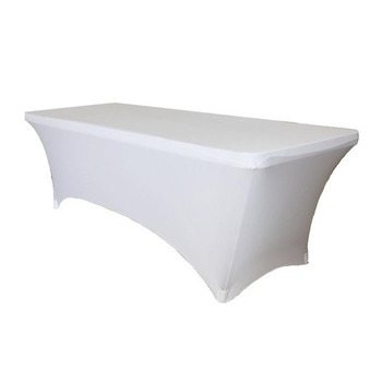 8Ft (2.4m) White  Fitted Lycra Tablecloth Cover 