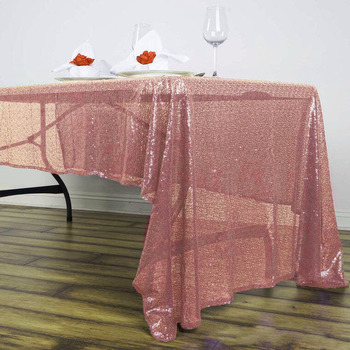 135x300cm Sequin Tablecloth - Rose Gold