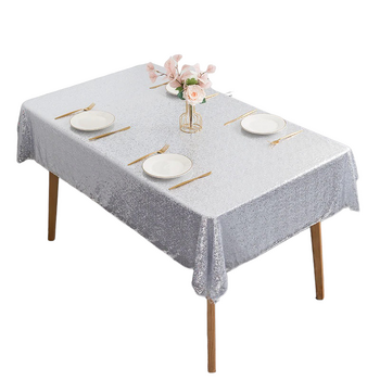 130x260cm Sequin Tablecloth - Silver