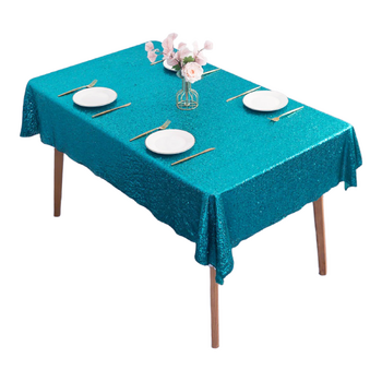 130x205cm Sequin Tablecloth - Turquoise