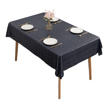 130x260cm Sequin Tablecloth - Black