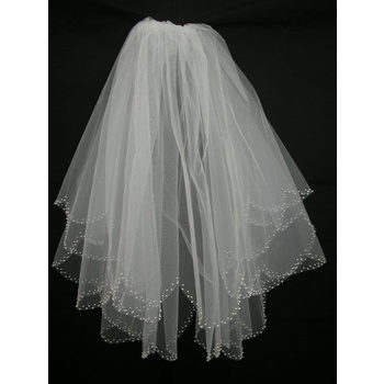 70cm White Pearl 2 Tier Wedding Bridal Veil - V0523W2-1W
