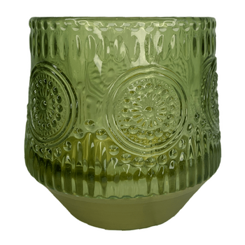 8cm - Patterened Green Tea Light/Votive Candle Holder