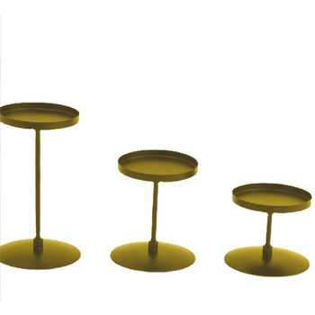 3pc Set of Gold Pillar Candle Holders