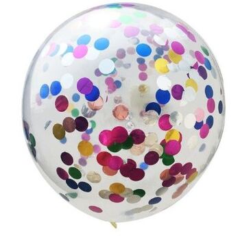 30cm Clear Balloon - Multi Coloured Foil Confetti