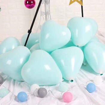 10pcs - 25cm (10")  Pastel Heart Balloons - Aqua