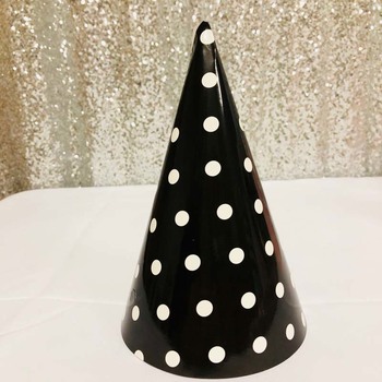 12pk - Large Paper Party Hat Black Dot