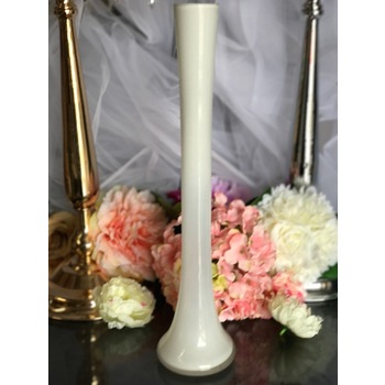 40cm Round Tower Vase - White