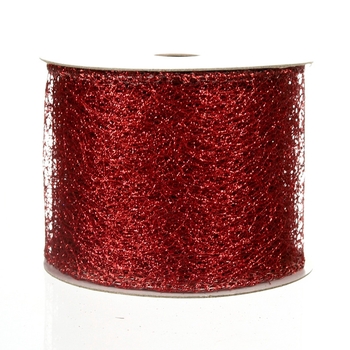 6.3cm x 9m Red Cobweb Mesh Christmas Ribbon - Wired Edge