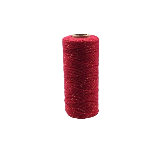 Large View 12ply Bakers Twine 100yd - Red with Gold Metalic Thread