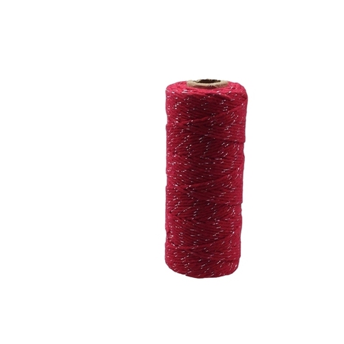 Large View 12ply Bakers Twine 100yd - Red with Silver Metalic Thread
