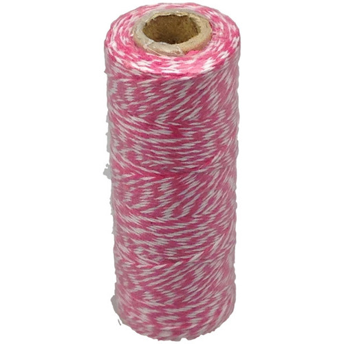 Large View 12ply Bakers Twine 100yd - White and Fushia