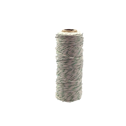 Large View 12ply Bakers Twine 100yd - White with Green Metalic Thread