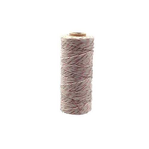 Large View 12ply Bakers Twine 100yd - White with Red Metalic Thread