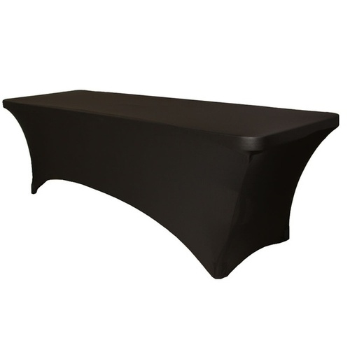 Large View 8Ft (2.4m) Black Fitted  Lycra Tablecloth Cover