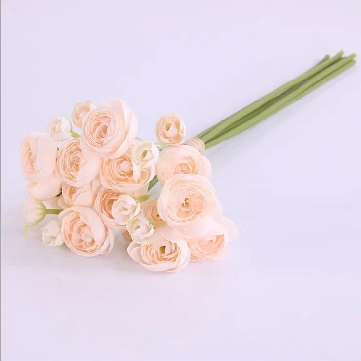 40cm Soft Pink/Champagne Mini Ranunculus Bouquet - 24 Head