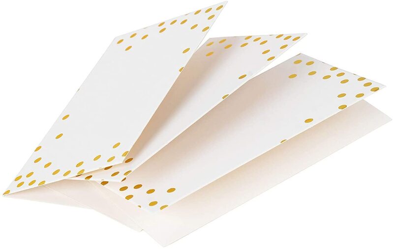 100pk White with Gold Dot Place Cards